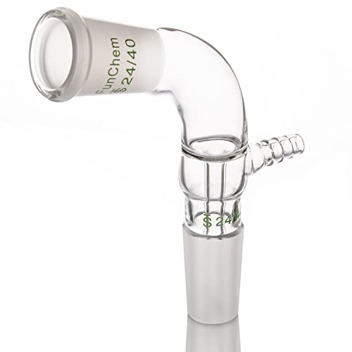 FunChem Glass 105 Degree Bent Vacuum Take Off Adapter, Short Stem with 24/40 Joints