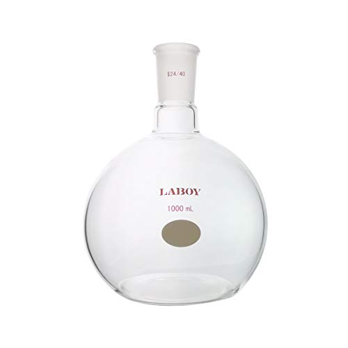 Laboy Glass Single Neck Flat Bottom Boiling Flask 1000mL with 24/40 Joint Heavy Wall Receiving Apparatus Organic Chemistry Lab Glassware