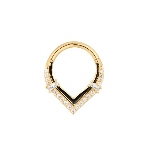 Uprise - Enamel + CZ - Clicker | Yellow Gold / 5/16"