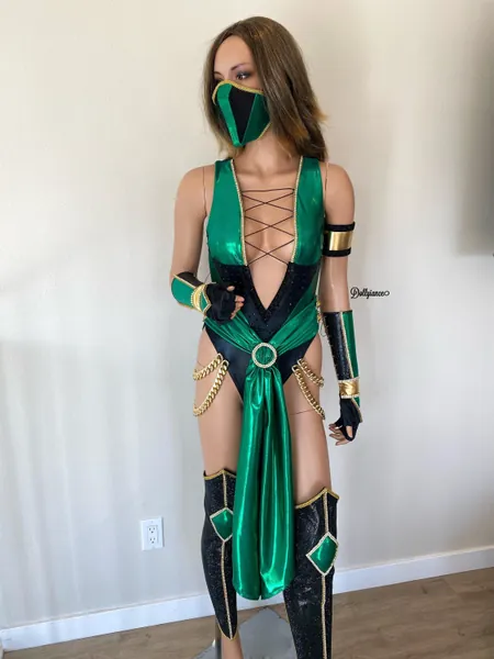Deluxe Jade Mortal Kombat Costume, Cosplay Mortal Kombat Jade Costume, Mortal Komba Jade Mask