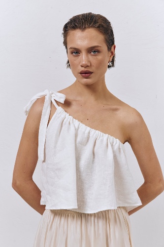 Slow Living Linen Top White