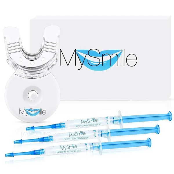 MySmile Teeth Whitening Kit with LED Light, 3 Non-Sensitive Teeth Whitening Gel and Tray, Deluxe 10 Min Fast-Result Carbamide Peroxide Teeth Whitener, help Remove Teeth Stain from coffee, drinks, food