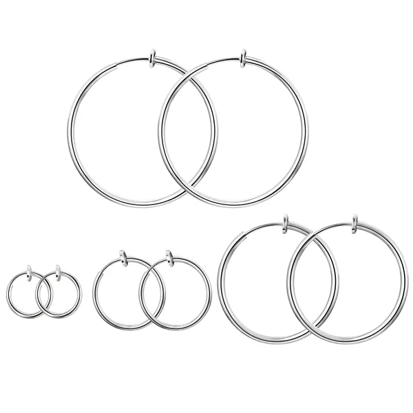 Keklle Stainless Steel 4 Pairs Clip On Hoop Earrings for Women Men Non Pierced Earrings (A:Silver-Tone), Stainless Steel Silver