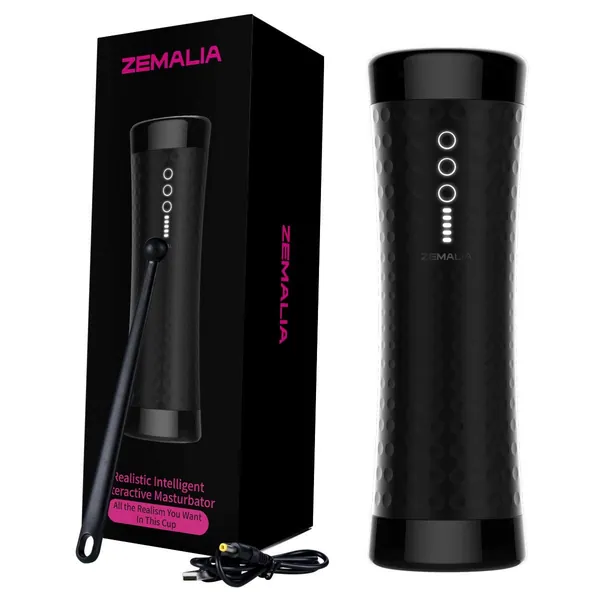 Electric Thrusting Male Masturbators, Pussy Sex Toys for Men with 10 Powerful Vibration Modes and Female Moans, 3D Realistic Vagina Masturbation Sleeves