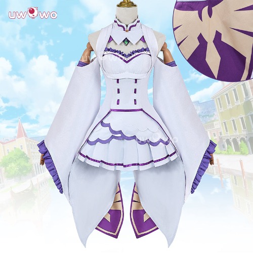 Uwowo Collab Series: Re:Zero Emilia Casual Dress Cosplay Costume - 【Pre-sale】M