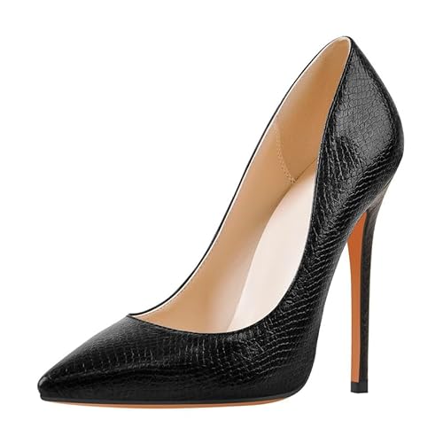 blingqueen Women's Stiletto Pumps Sexy Pointed Toe High Heels Wedding Party Court Shoes Dress - 5 UK - Black Print