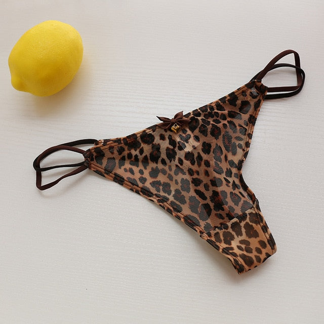 Classic Mesh Thongs - Leopard print