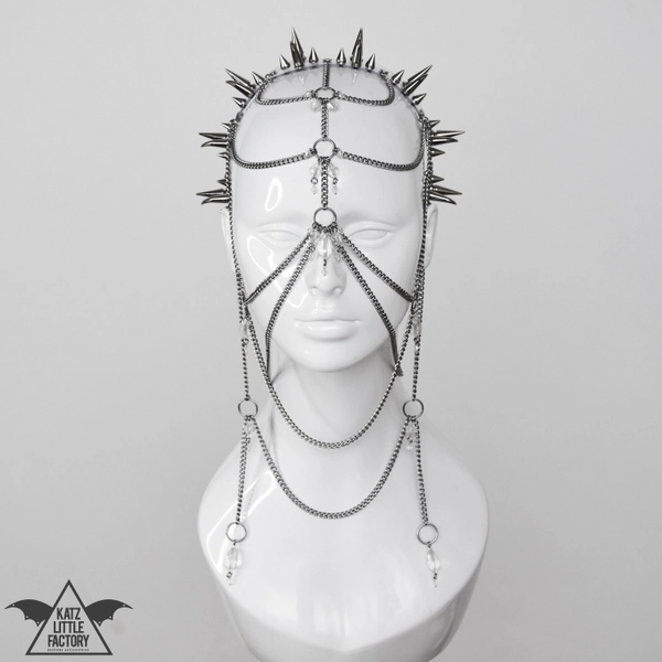 Crystal Spike Wreath Headdress Chained Face Harness