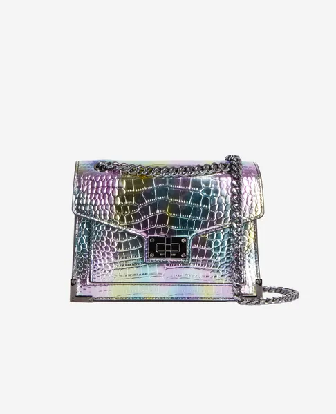 Sac Emily chaîne en cuir irisé multicouleur