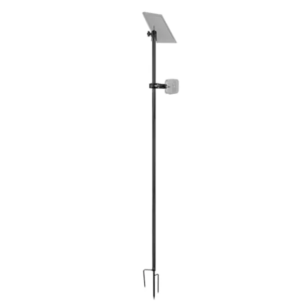 MSAFF Ground Stake Mount Stand with Solar Panel Mount for Ring, Blink, Arlo, Eufy, Wyze, Google Nest Cameras, Solar Panels Ground Stake Bracket, Weatherproof, Adjustable Angle, Security & Sturdy