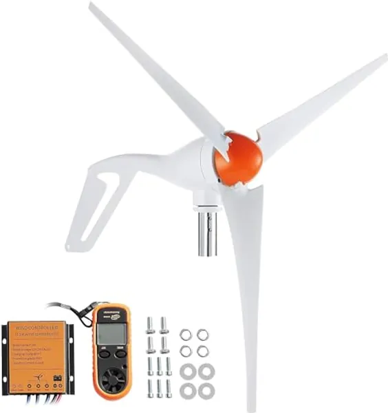 VEVOR 500W Wind Turbine Generator with Anemometer, 12V Wind Turbine Kit, 3-Blade Wind Power Generator, MPPT Controller & Adjustable Windward Direction, Suitable for Home, Farm, RVs, Boats