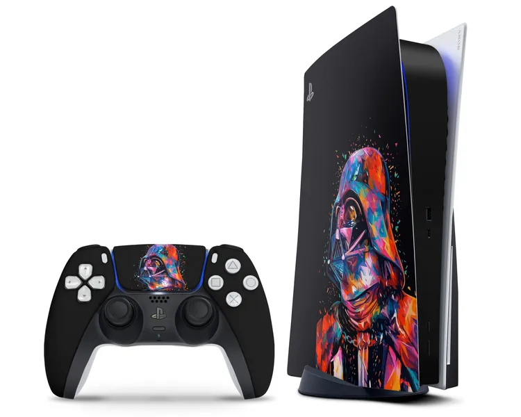 Darth Vader PS5 Controller & Console Skin, Confetti Star Wars PlayStation 5 Controller Wrap, Custom PS5 Console Faceplate Skin, 3M Vinyl