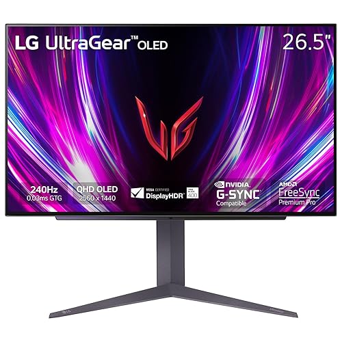 LG Ultragear™ 27GS93QE-B 27-inch OLED Monitor | QHD (2560 x 1440) | 240Hz, 0.03ms (GtG) | AMD FreeSync™ Premium Pro/NVIDIA® G-SYNC® Compatible - 27" - Black