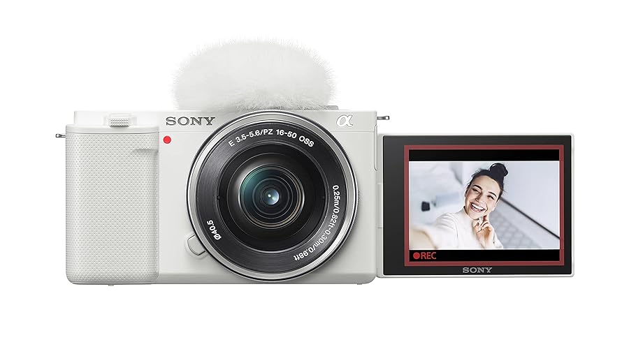 Sony Alpha ZV-E10 - APS-C Interchangeable Lens Mirrorless Vlog Camera Kit - White (Renewed) - White - w/ Accessory Kit - w/ Accessory Kit