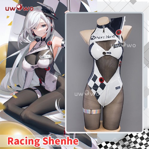 Uwowo Genshin Impact Fanart: Racing Shenhe Bodysuit Leather Cosplay Costume | XXXL