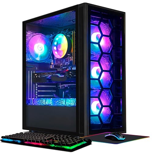 STGAubron Gaming PC Computer Desktop, Radeon RX 580 16G GDDR5, AMD Ryzen 5 PRO 2400G up to 3.9G, 16G DDR4, 512G SSD, 600M WiFi, BT 5.0, RGB Fan x 6, RGB Mouse Pad, Windows 10 Home - RX 580/Ryzen 5