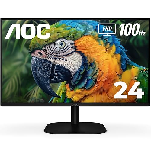 AOC 24B2H2 24” Frameless IPS Monitor, FHD 1920x1080, 100Hz, 106% sRGB, for Home and Office, HDMI x2, Low Blue Mode, VESA Compatible, Black - 24" FHD - IPS Panel 100Hz | HDMI x2