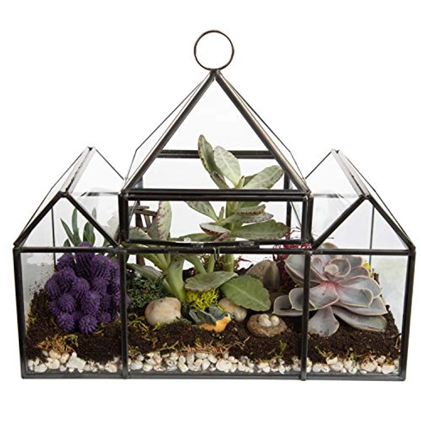 Deco Glass Geometric Greenhouse Terrarium, Succulent & Air Plant - Castle (25 x 12 x 21 cm)