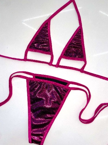 Hologram mirror micro bikini in Pink