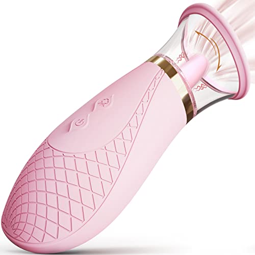 Clitoral Sucking Vibrator Sex Toys, 3 Sucking 9 Licking Modes Nipples Clit Sucker for Quick Orgasm, Tongue Vibrators Adult Toys for Women Couples (Lotus Pink) - Lotus Pink