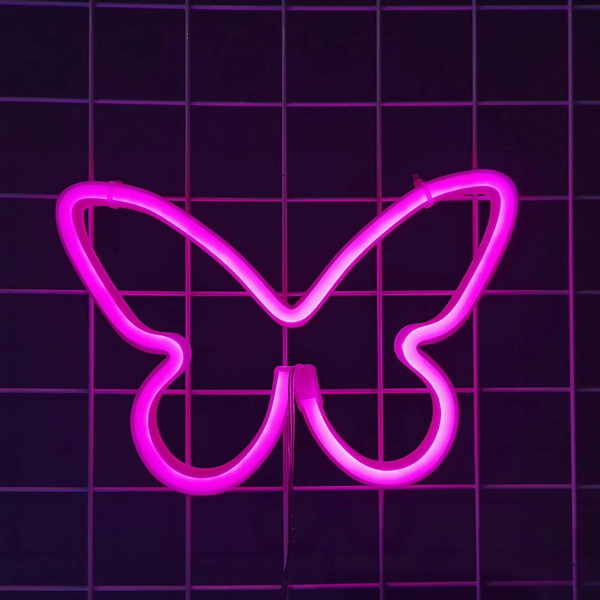 Butterfly Neon LED Night Lights Neon Wall Decor Lamp - Pink