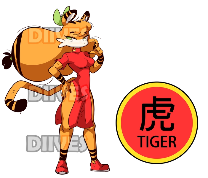 Dou Tiger Zodiac Standee by Diives solo comm