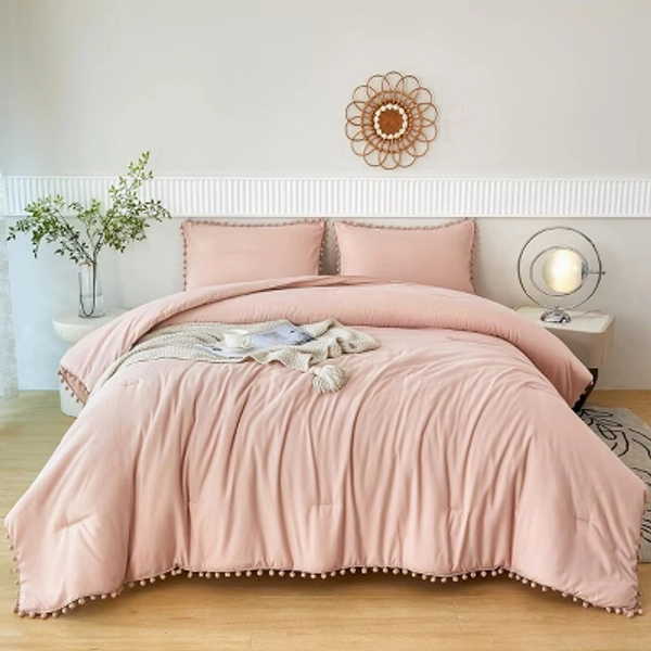 5 Pieces Full Size Comforter Set Ultra Soft Lightweight Bedding Set, Blush