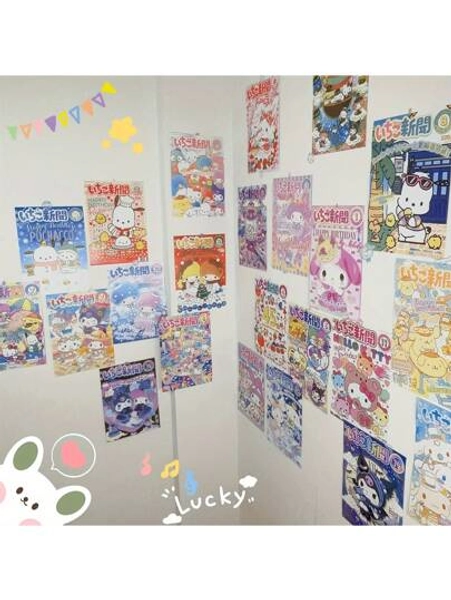 Sanrio 24 Peças de Pôsteres de Decoração de Parede Sanrio, Decorações de Festa de Aniversário, Tema de Personagens Fofos Sanrio, Papéis de Parede Decorativos, 24 Padrões Diferentes, Presentes, Decoração de Quarto para Formatura, Decoração de Casa, Decoração de Banheiro, Decoração de Quarto, Decoração de Sala de Estar, Decoração de Casa, Papel de Parede de Sala de Estar, Adesivos, Decoração Escolar, Surpresa Escolar, Decoração de Dormitório, Volta às Aulas