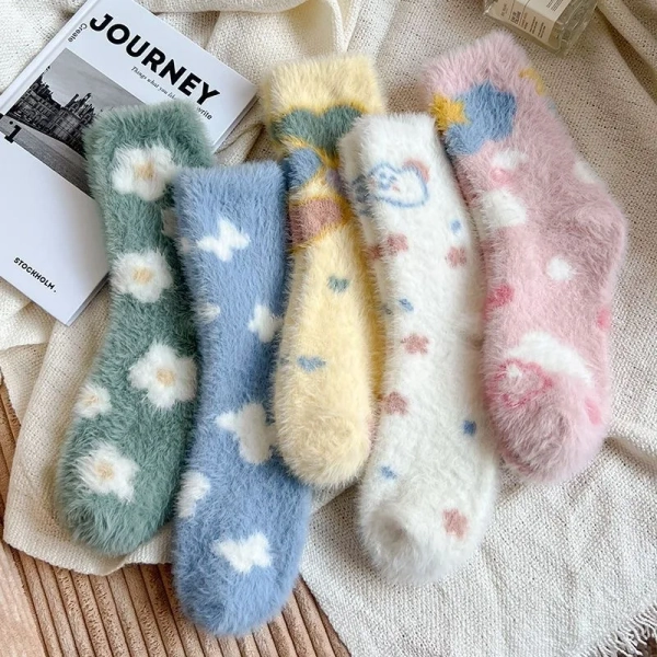 Cozy Colorful Fluffy Plush Tube Socks