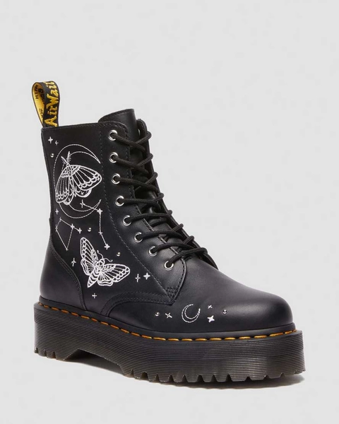 DR MARTENS JADON CELESTIAL MOTH EMBROIDERED PLATFORM BOOTS