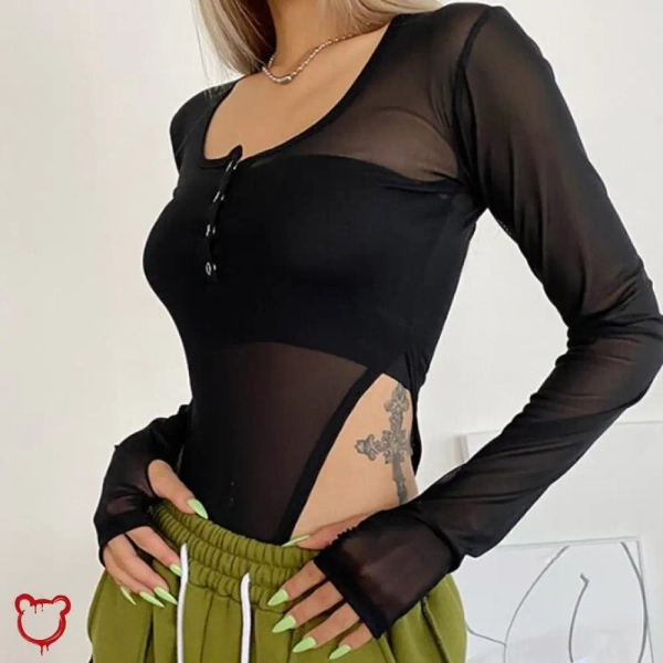 Black Mesh Bodysuit