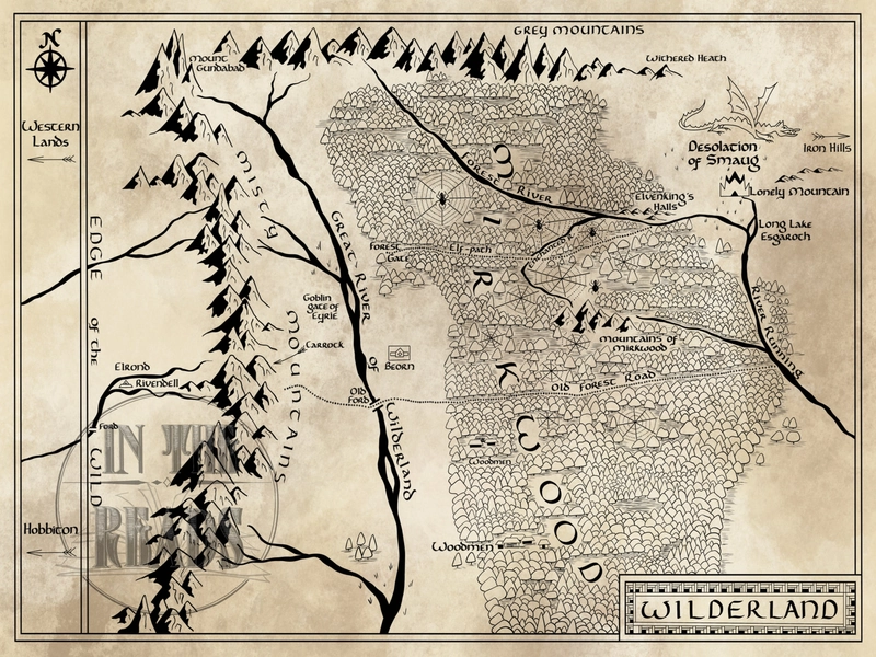 Fantasy Map of Mirkwood / Free US Shipping