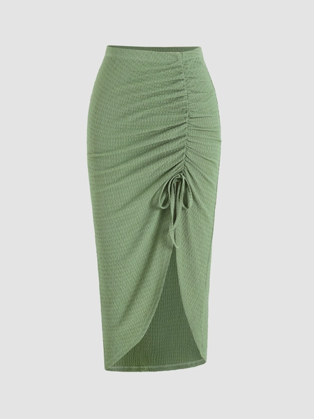 Texture Midi Drawstring Skirt