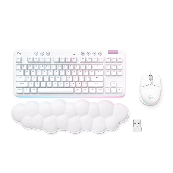 Logitech G Wireless Gaming Combo, G715 Keyboard Tactile + G705 Mouse, Customizable LIGHTSYNC RGB Lighting, Lightspeed Wireless, Bluetooth, PC/Mac/Laptop - White Mist