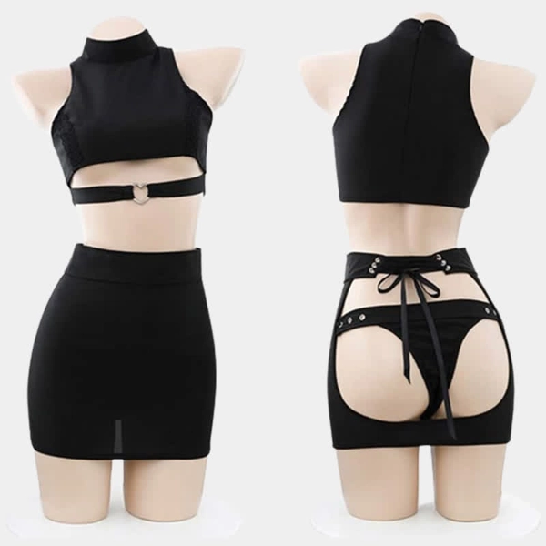 Sexy Lace Up Love Heart Lingerie Set