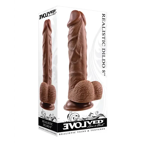 Evolved 8 Realistic Dildo w/Balls - Dark