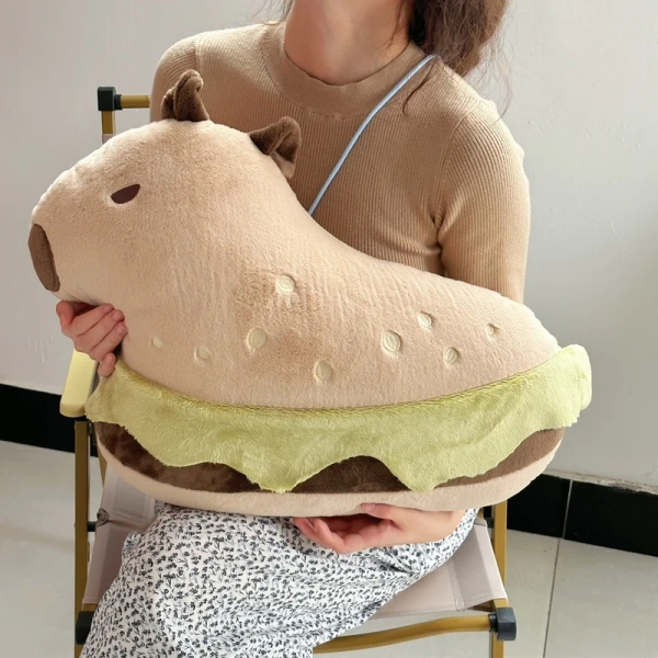 21-Inch Capybara Plushie with Burger Design