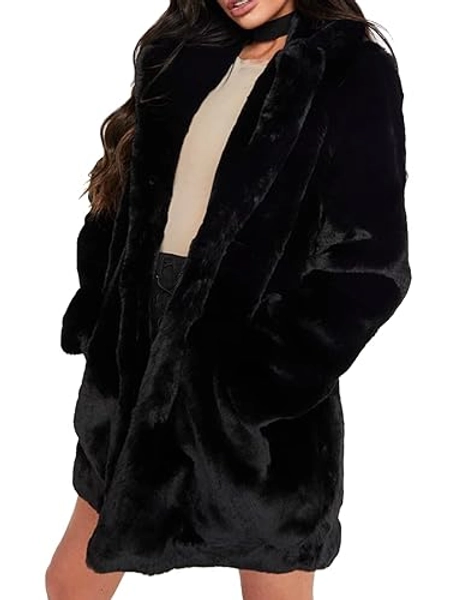 TOPONSKY Womens Winter Warm Lapel Faux Fur With Inner Lining & Buttons Coats