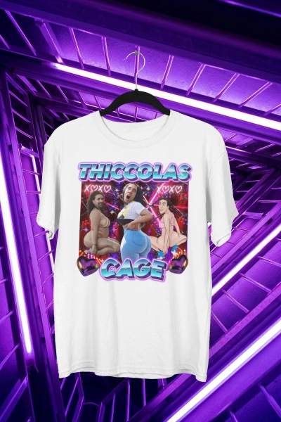 Thiccolas Cage Funny Meme Shirt, Gag Tshirt Unhinged Gift Inappropriate, Cursed Celebs Offensive Raunchy Meme Actor Movies Lover Gift Shirt