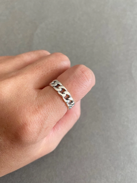 Sterling Silver Thick Chain Rings - Sterling Silver [R1013-5mm]