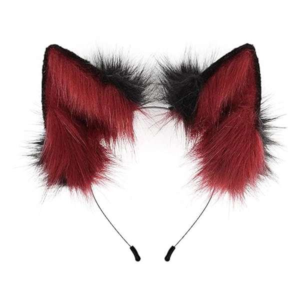 HAOAN Handmade Cat Fox Fur Ears Hairhoop Headwear Anime Fancy Dress Party Cosplay Halloween Costume Headband For Women
