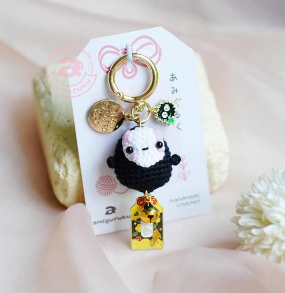 Amigurumi Crochet Keychain Cute Black Ghost (Actual Keychains)