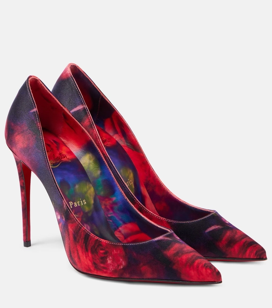 Kate 100 floral satin crêpe pumps in multicoloured - Christian Louboutin | Mytheresa