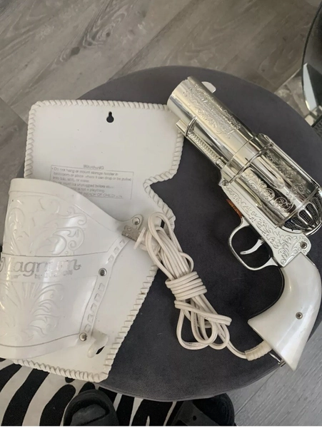 Jerdon Hair Dryer 357 Magnum Pistol-Shaped 3-Speed w/Holster, Pearl Grip Working