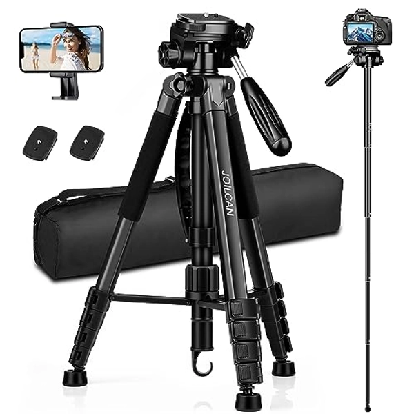 Camera Tripod, 72” Tripod for Camera Stand, Aluminum Heavy Duty Tripod for Video Photo, 5 in 1 Travel Camera Tripod & Monopod Compatible with Canon Nikon Cameras DSLR Camcorder Projector Phone