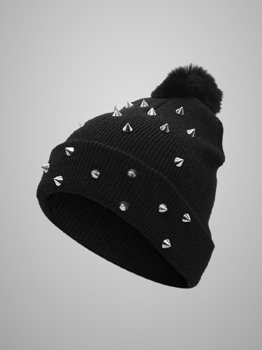 Black Rivet Knit Hat