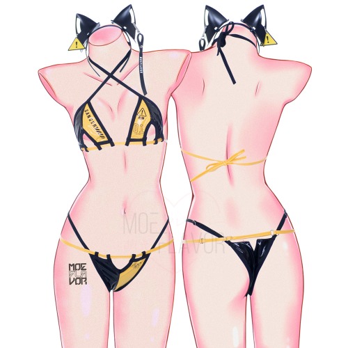Danger Cyber Cat Bikini - Yellow / S/M