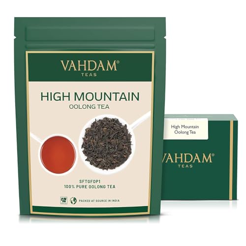 VAHDAM, High Mountain Oolong Tea Leaves From Himalayas (50+ Cups, 3.53oz) Strong & Robust Oolong Tea | High Elevation Grown | Vacuum Sealed | Brew Hot, Iced, Kombucha Tea | Loose Leaf Tea - High Mountain Oolong Tea - 3.53 Ounce (Pack of 1)