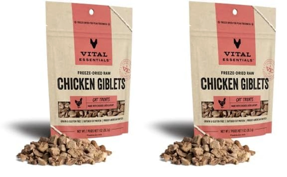 Vital Essentials Freeze Dried Raw Cat Treats, Chicken Giblets, 1 oz (Pack of 2)