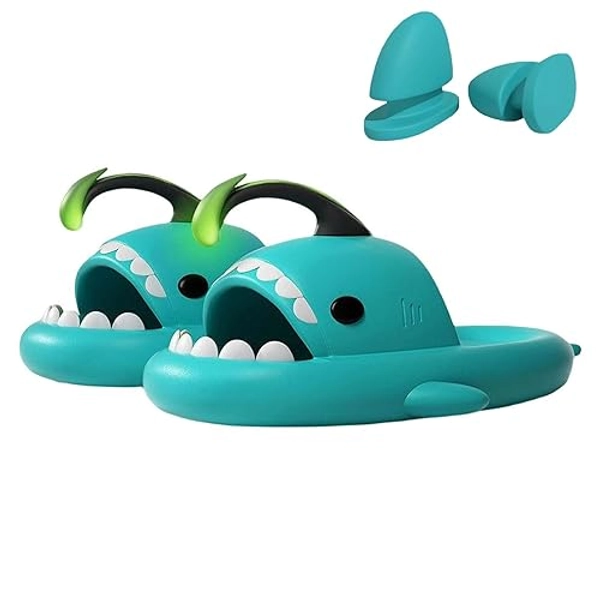 Shark Slides Angler Fish, Shark Slippers, Glow In The Dark, Super Soft, Comfy, Super Soft Environmental EVA
